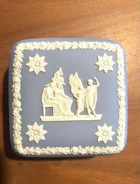 Wedgewood Jasper Ware Blue Trinket Box. 4 Inches. Made In England